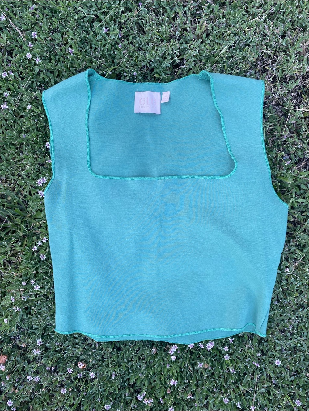 Good Luck Gem Square-Neck Tank in Mint Green